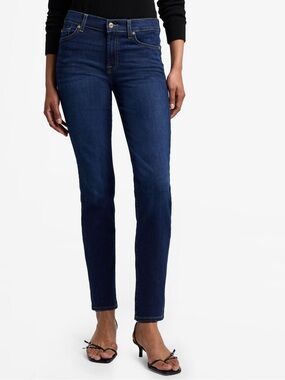 7 For All Mankind Roxanne Ankle Length Jeans Navy Blue Dark Wash denin Size 27